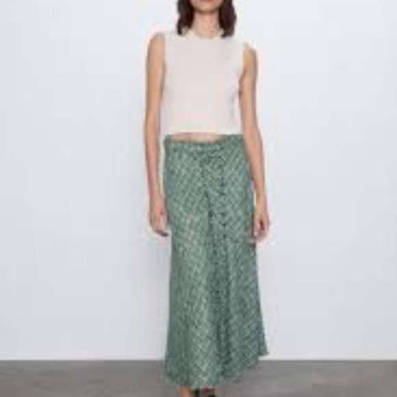 Zara Tweed Midi Skirt High Waisted Button Down Long Maxi Preppy Knit Plaid, S - Picture 6 of 13
